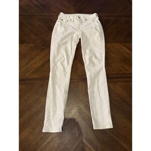 True Religion Skinny Jeans White Denim Horseshoe Stitch Womens 26 W26 L28 |V1